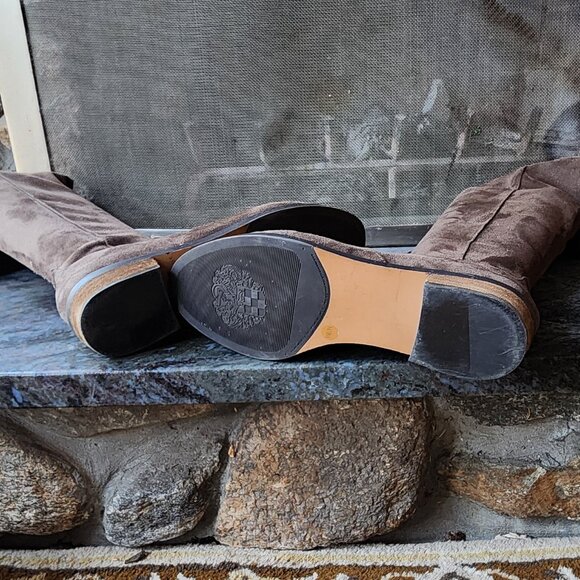 Vince Camuto Crisintha Brown Suede Over-The-Knee Rear Lace Boots Size 9M/39 - Picture 8 of 13